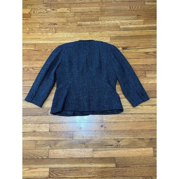 Liz Claiborne Lizwear Womens Blazer Jacket Sz 12 Blue Black Wool Blend Tweed VTG - Picture 6 of 6